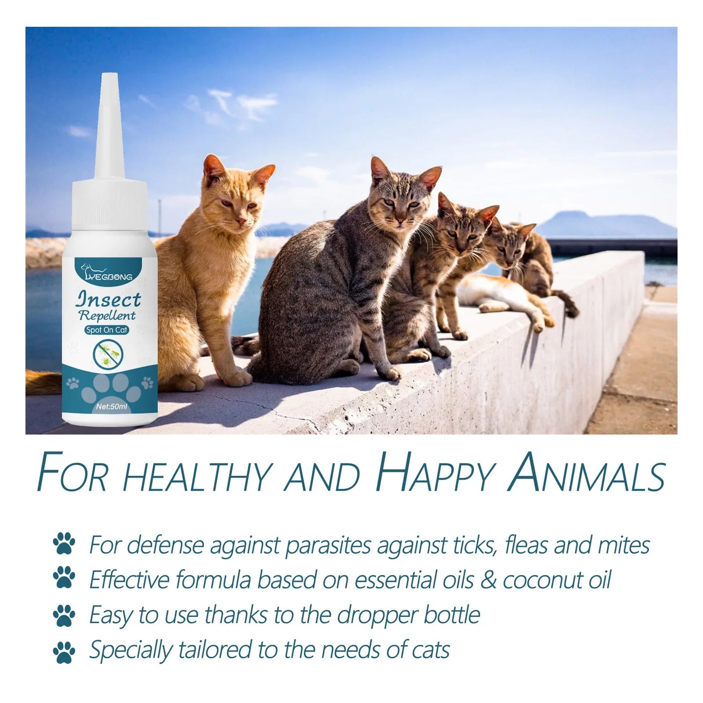 Pet Flea Killer Drops anti Fleas Cats Ticks Lice Mite Removal Relieve Itching Dogs Ringworm Treatment Pet Insect Removal Drops