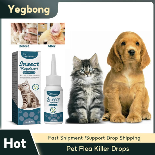 Pet Flea Killer Drops anti Fleas Cats Ticks Lice Mite Removal Relieve Itching Dogs Ringworm Treatment Pet Insect Removal Drops
