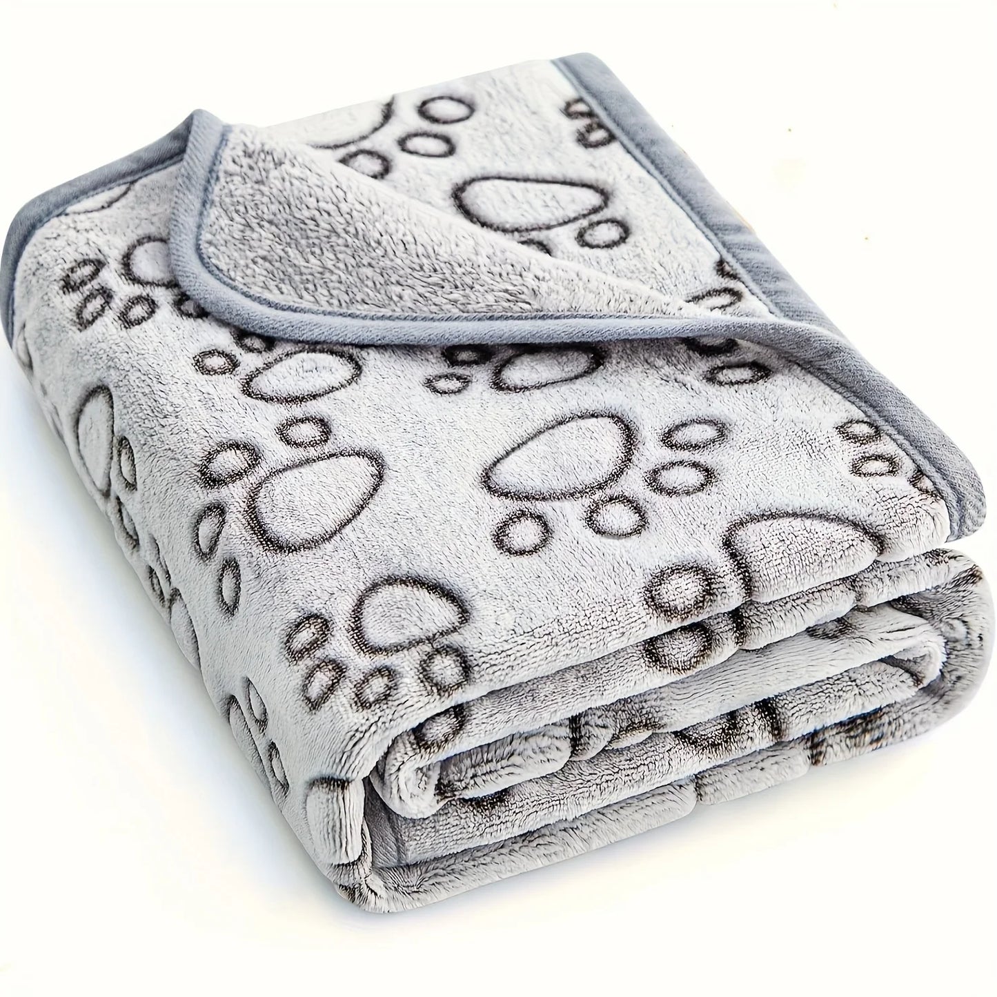 1Pcs Ultra-Soft Paw Print Dog Blankets - Machine Washable, Cozy Pet Pillow Pads for Indoor & Outdoor Use - Ideal for Small to La