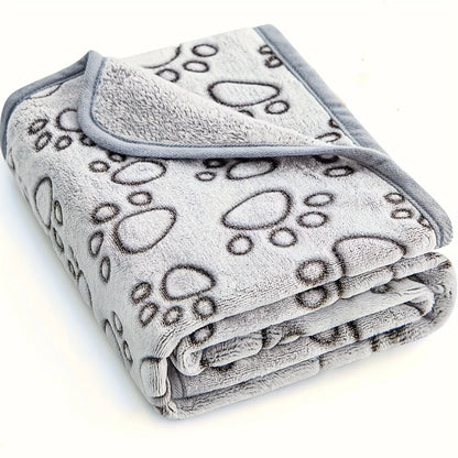1Pcs Ultra-Soft Paw Print Dog Blankets - Machine Washable, Cozy Pet Pillow Pads for Indoor & Outdoor Use - Ideal for Small to La