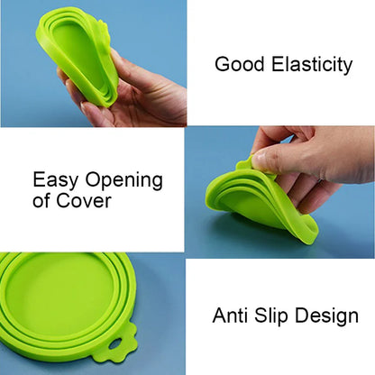 A Set Reusable Pet Food Can Cover and Spoon Portable Dogs Cat Storage Tin Cap Lid Seal Cover Health Pet Supplies Pet Lids Can