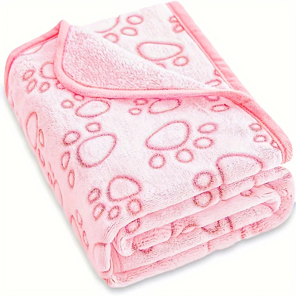 1Pcs Ultra-Soft Paw Print Dog Blankets - Machine Washable, Cozy Pet Pillow Pads for Indoor & Outdoor Use - Ideal for Small to La