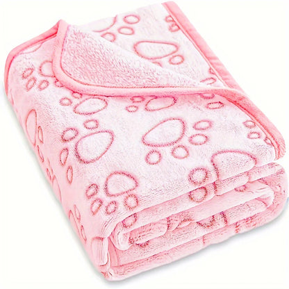 1Pcs Ultra-Soft Paw Print Dog Blankets - Machine Washable, Cozy Pet Pillow Pads for Indoor & Outdoor Use - Ideal for Small to La