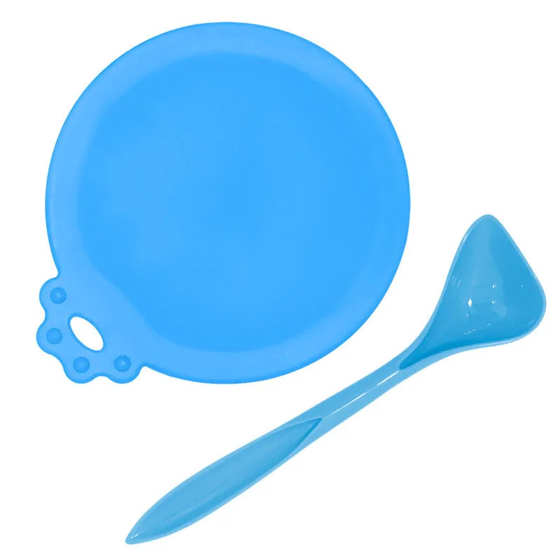 A Set Reusable Pet Food Can Cover and Spoon Portable Dogs Cat Storage Tin Cap Lid Seal Cover Health Pet Supplies Pet Lids Can