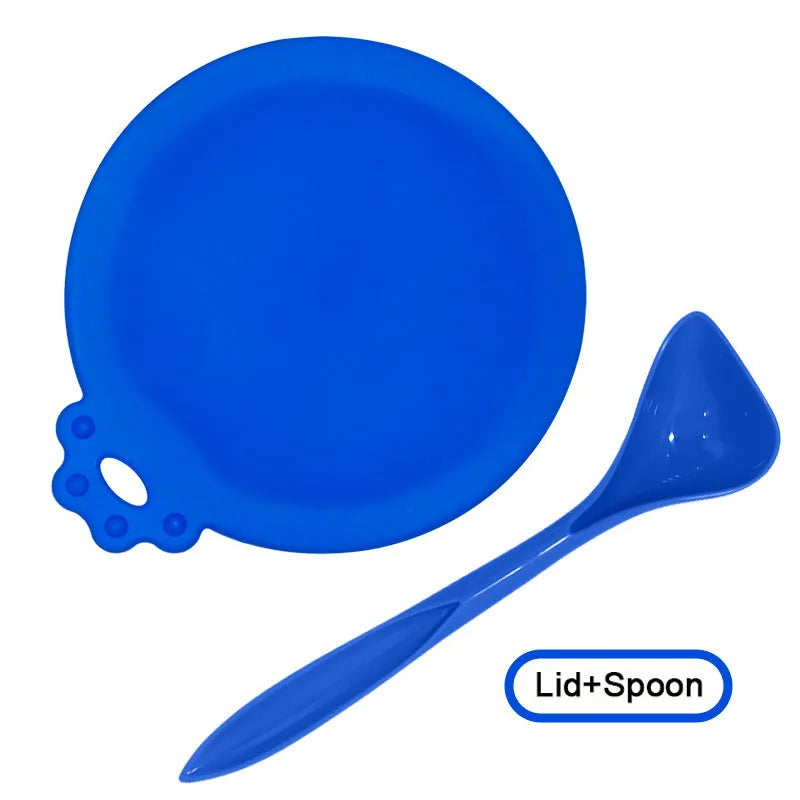 A Set Reusable Pet Food Can Cover and Spoon Portable Dogs Cat Storage Tin Cap Lid Seal Cover Health Pet Supplies Pet Lids Can