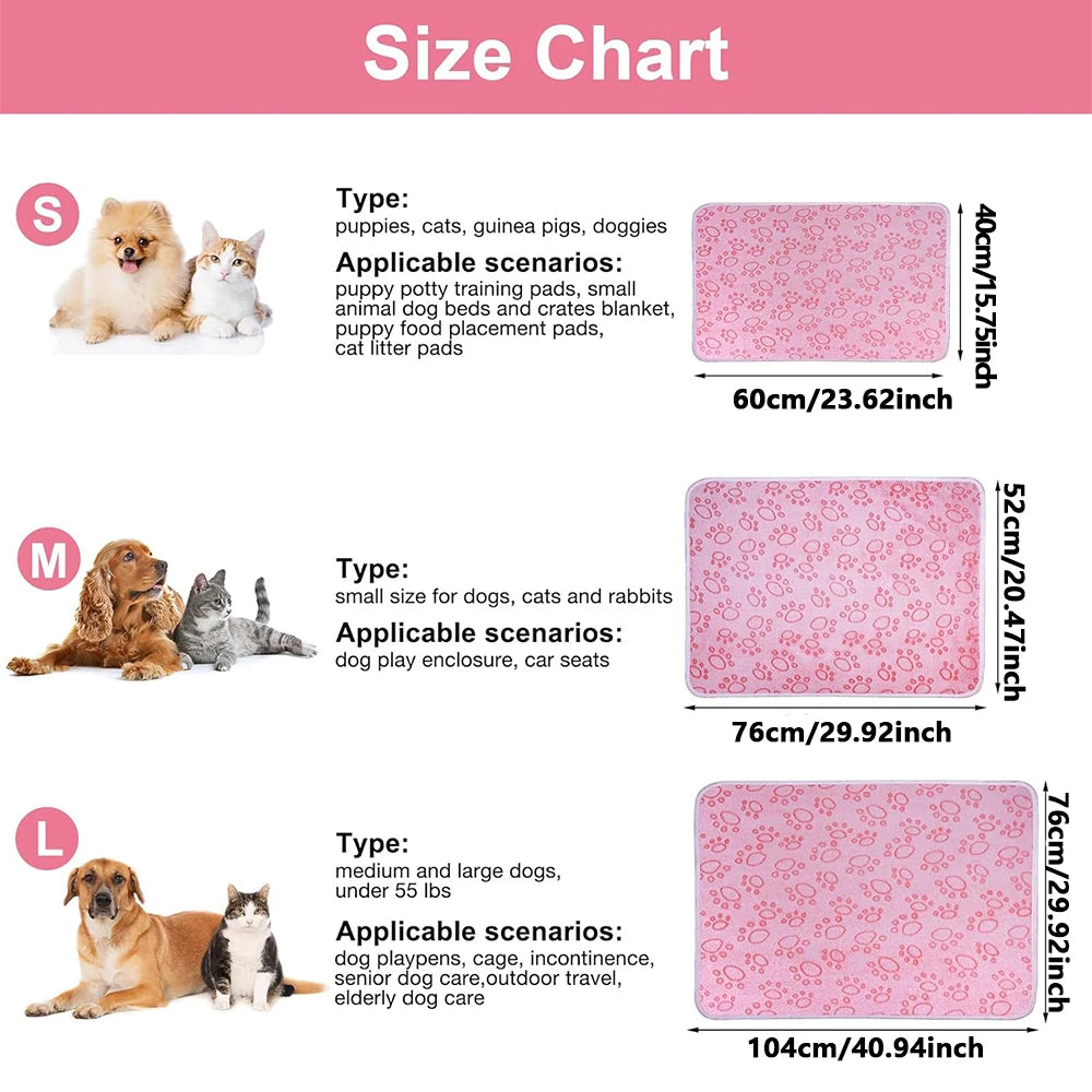 1Pcs Ultra-Soft Paw Print Dog Blankets - Machine Washable, Cozy Pet Pillow Pads for Indoor & Outdoor Use - Ideal for Small to La